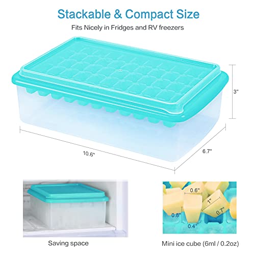 ARTLEO Ice Cube Trays for Freezer with Lid and Storage Container, Easy Release 55 Mini Nugget Ice Cubes Maker Tray with Cover Bin Scooper, Flexible Durable Plastic Ice Mold & Box, BPA Free