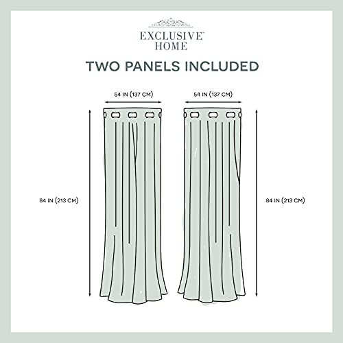 Exclusive Home Chateau Striped Faux Silk Grommet Top Curtain Panel Pair, 54"x84", Dove Grey