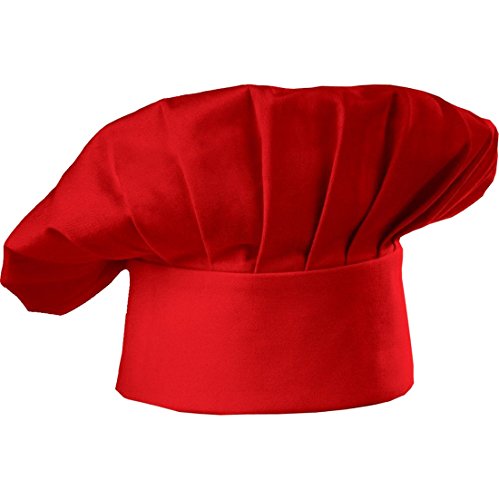 Hyzrz Chef Hat Adult Adjustable Elastic Baker Kitchen Cooking Chef Cap (Red)