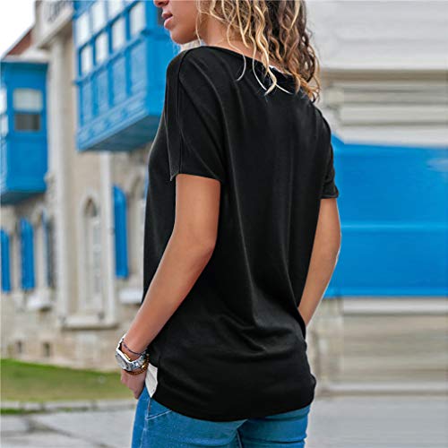 Sarin Mathews Womens Shirts Casual Tee Shirts Short Sleeve Patchwork Color Block Loose Fits Tunic Tops Blouses Black+ArmyGreen 2XL