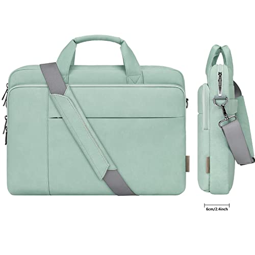 DOMISO 14 inch Laptop Bag Business Briefcase Water-resistant Notebook Messenger Shoulder Bag for 14" MacBook Pro/HP Stream 14 Chromebook 14/Lenovo IdeaPad ThinkPad/ASUS ZenBook, Mint Green