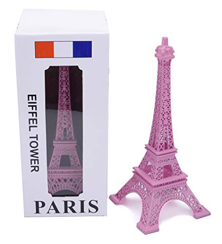 Pink Paris Eiffel Tower Metal Souvenir Tabletop Statue Decor, 7"