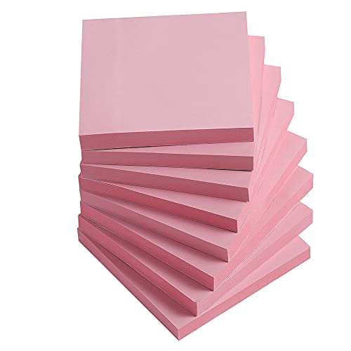 Square 3x3-inch Sticky Note Self Stick Pads for Home, Office, Notebook, 8 Pad Pack  (12 colors)