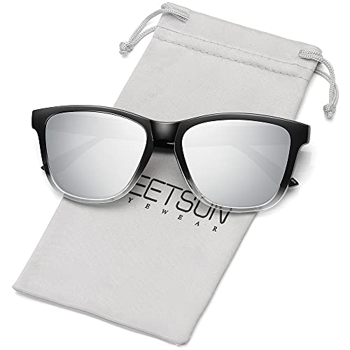 MEETSUN Polarized Sunglasses for Women Men Classic Retro UV Protection Silver Mirrored Lens