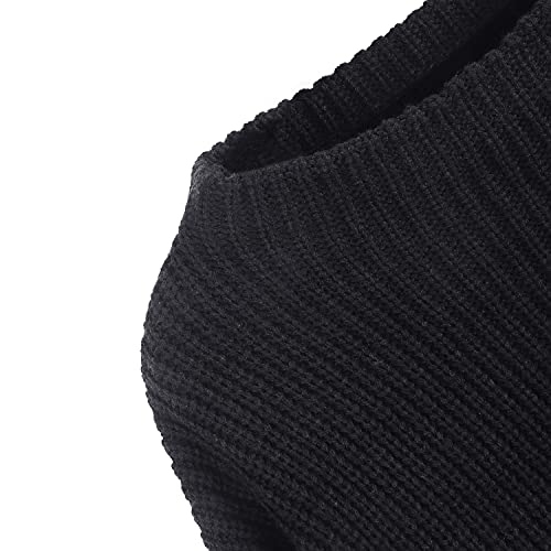 ZAFUL Women's Casual Loose Knitted Sweater Long Sleeve Pullover Sweater Tops (Black-A,One Size)