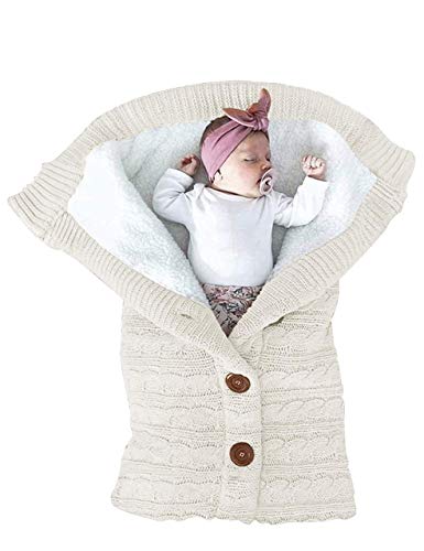 Unisex Infant Swaddle Blanket, Thick Fleece Cable Knit Newborn Accessory  (7 colors)