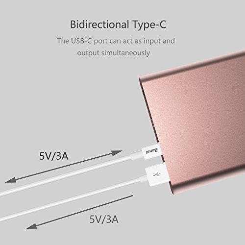 BONAI Portable Charger, (Aluminum)(Powerful) 12000mAh Power Bank, USB C High-Speed 3.0A Input/Output External Battery Pack Compatible with iPhone 13/13 Pro Max/12/12 PM iPad Samsung Android-Blush Gold