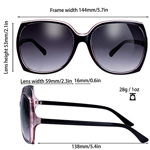 Women's Oversized Square Crystal Pink & Black Gradient Fashion Sunglasses