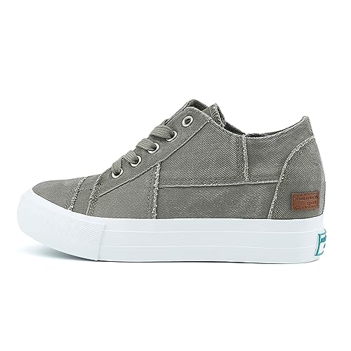 JENN ARDOR Women's Fashion Sneakers Hidden Wedges High Top Zipper Lace Up Platform Sneakers Ladies Walking Casual Canvas Slip On Comfortable Shoes
