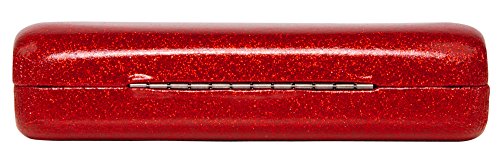 Dazzling Sparkle Smooth Glitter Women's Eye Glass Case, Red