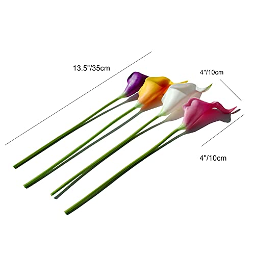 Mandy's 20pcs Colorful Flowers Artificial Calla Lily Silk Flowers 13.4" for Home Kitchen & Wedding