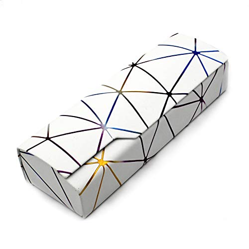 Abwuulq- lattice dazzling glasses case,Portable protective case for glasses，Fashion glasses rigid cover,unisex (white)