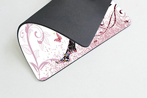 Smooffly Butterfly Girl Mouse Pad,Pink Butterfly Beautiful Girl Non-Slip Rubber Mouse pad Gaming Mouse Pad