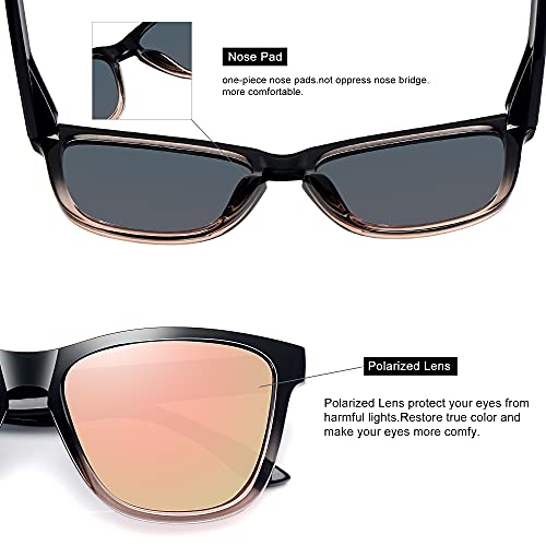 MEETSUN Polarized Sunglasses for Women Men Classic Retro Designer Style (Bottom Rose Gold Frame/Rose Gold Lens, 54)