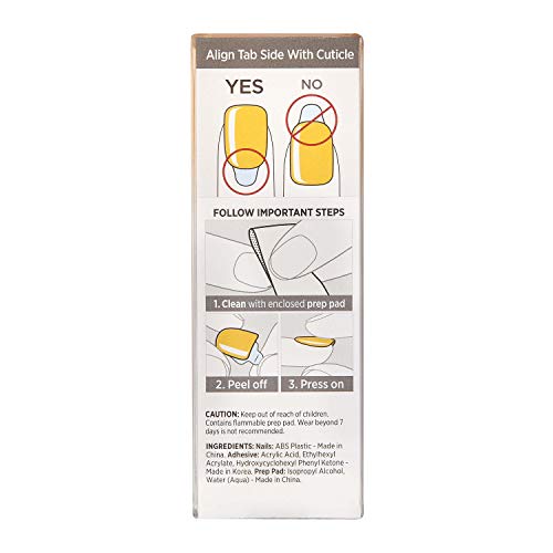KISS imPRESS Color Press-On Manicure, Gel Nail Kit, PureFit Technology, Short Length, “YOLO”, Polish-Free Solid Color Mani, Includes Prep Pad, Mini File, Cuticle Stick, and 30 Fake Nails