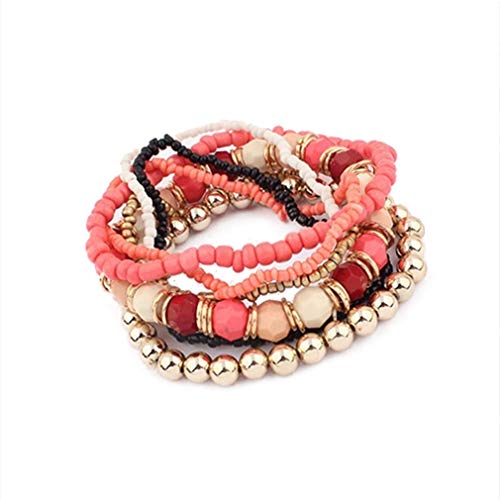 YAZILIND Stackable Bracelets for Women Multilayer Beaded Bracelet Stretch Bangles Bohemian Style(Color)
