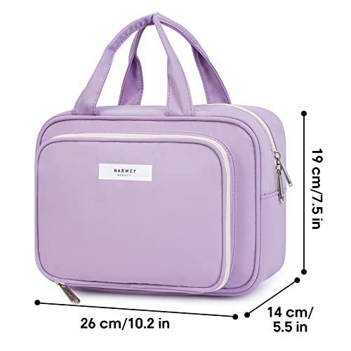 Narwey Full Size Toiletry Bag Women Large Makeup Bag Organizer Travel Cosmetic Bag for Essentials Accessories (Purple)