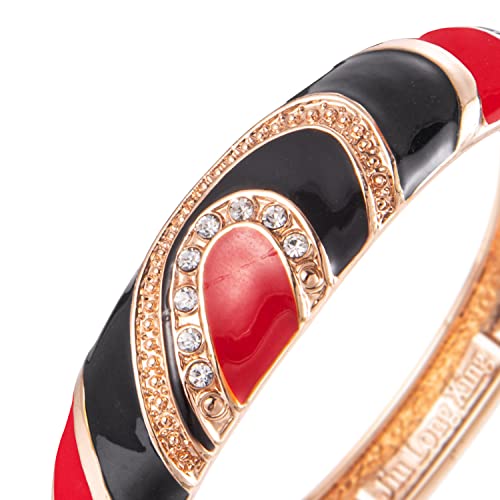 UJOY Fashion Rhinestone Bracelet Cloisonne Multi-Colors Handcraft Enamel Openable Cuff Bangle Jewelry Gifts 88A26 black red
