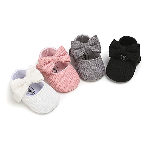 Ohwawadi Infant Baby Girl Shoes, Bowknot Baby Mary Jane Flats Princess Dress Shoes Soft Baby Crib Shoes (0-6 Months, 1933 Black)