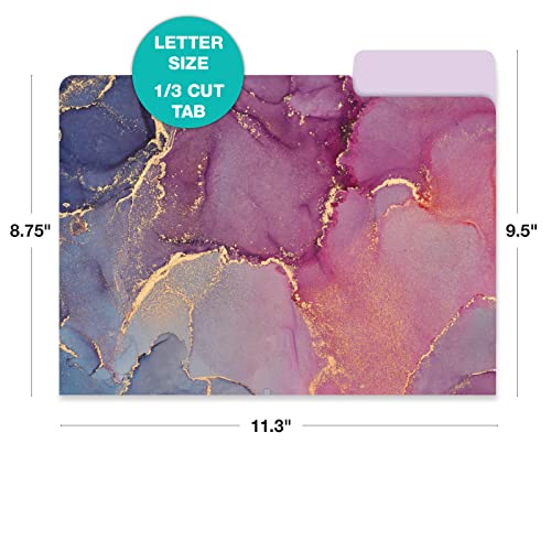 Deluxe Designer Colored Marble Print Heavy Duty File Folders, 24 Pack