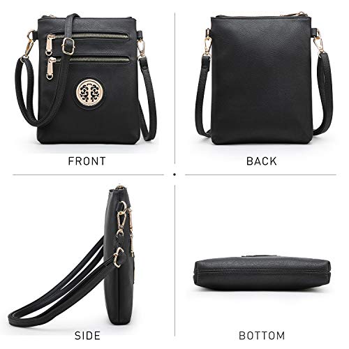 Dasein Women Small Crossbody Bag Lightweight Shoulder Purses Multi Zipper Pockets Phone Purse Handbag (black)