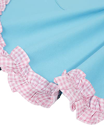 RosieLily Vintage Apron for Women with Pockets Retro Apron Cute Blue Apron Kitchen Aprons for Cooking Baking Pink Dress Kawaii Cotton Frilly Ruffle 50s Ladies Apron for Teen Girls Vintage Gifts