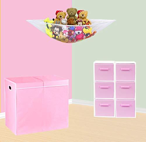 Simple Houseware Double Bin Laundry Basket with Lid, Pink - Pink and Caboodle