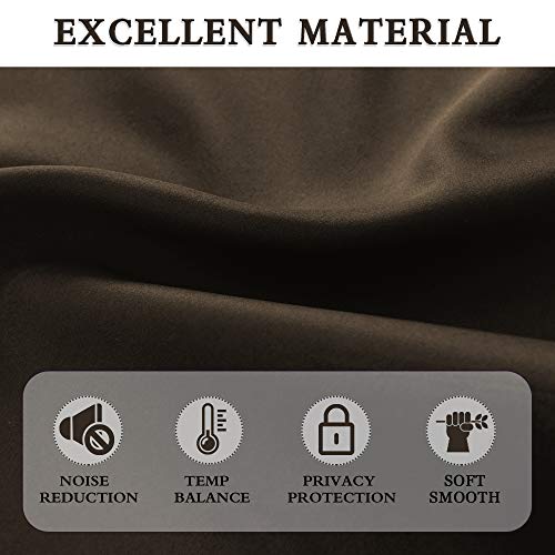 DONREN Chocolate Brown & Coffee Color Blackout Curtain Panels for Cafe - 45 Inches Long Rod Pocket Thermal Insulated Window Curtains for Bedroom (42 Inch Width x 45 L Inch Length,2 Panels)