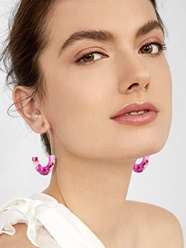 Pink Tortoise Shell Resin Statement Hoop Earrings - Pink and Caboodle