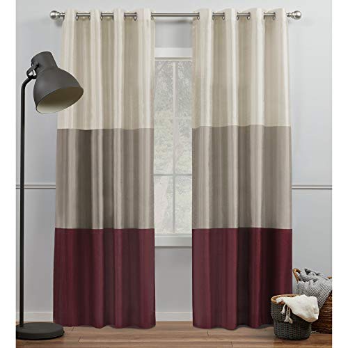 Exclusive Home Chateau Striped Faux Silk Grommet Top Curtain Panel Pair, 54