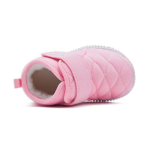 Baby Shoes Boy Girl Sneakers Winter Warm Non Slip First Walking Infant Shoes 6 9 12 18 24 Months Pink Size 12-18 Months Toddler