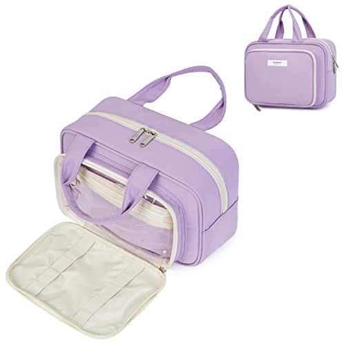 Narwey Full Size Toiletry Bag Women Large Makeup Bag Organizer Travel Cosmetic Bag for Essentials Accessories (Purple)