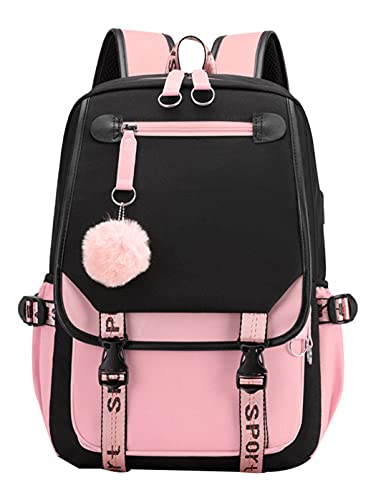Teen Girls' School Students Bookbag Backpack w/USB Charge Port  (7 colors)