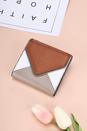 Lavemi RFID Blocking Small Compact Leather Wallets Credit Card Holder Case for Women(Envelope Brown)
