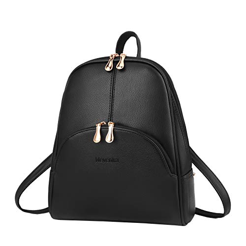 Nevenka Brand Women Bags Backpack PU Leather Satchel Purse Casual Backpacks Shoulder Bags (BLACK)