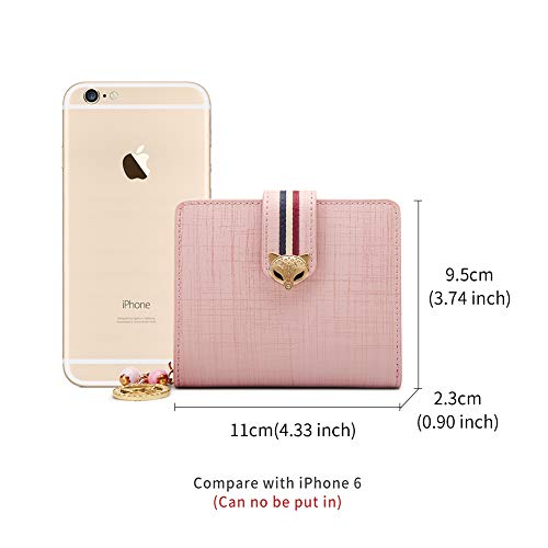 Small Leather Wallets for Women, Split Cowhide Gift Box Packing Ladies Bifold Purses with Zipper Coin Pocket Women's Mini Zip Around Wallets Girls Compact Card Case Purse Credit Card Holders (Pink)