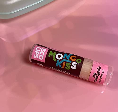 Eco Lips Mongo Kiss Organic Lip Balm 4 Pack Blood Orange, Yumberry, Strawberry Lavender, Black Cherry - 100 Percent USDA Organic - Soothe, Moisturize Dry, Cracked and Chapped Lips - Made in USA