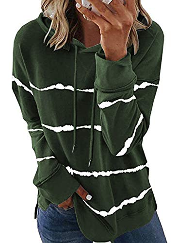 Women's Loose Wide Striped Lower Hip Length Pullover Hoodie Sweater  (6 colors)