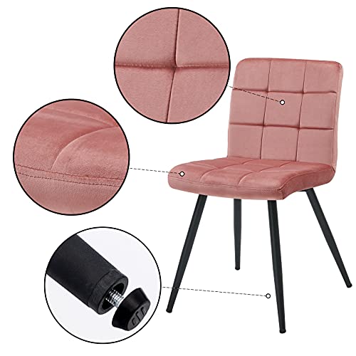 Duhome Upholstered Velvet Dining Chairs Reception Chairs, Tufted Accent Living Room Chairs with Metal Legs for Living Room/Kitchen/Vanity Set of 4 Pink