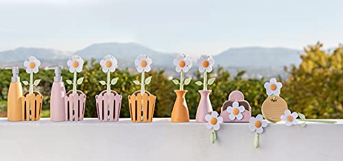 Vigar Florganic Dish Brush with Vase, Eco-Friendly, Daisy-Shaped Dish Brush and Holder, Pink