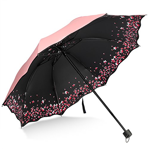 Large Folding Umbrella, Pink Sakura Cherry Blossom, Windproof, Rain or Sun