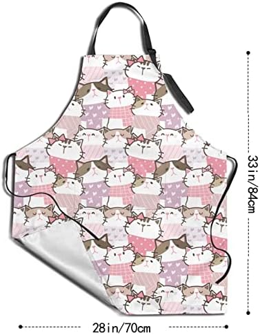 Cute Cat Adjustable Bib Aprons for Men or Women, Chef's Kitchen Cooking BBQ or Grilling  (4 styles)