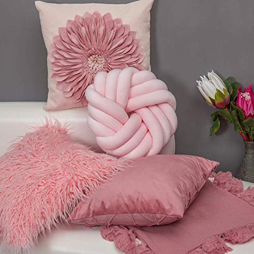 OiseauVoler Decorative Throw Pillow Covers Handmade 3D Flower Cushion Covers Cases Accent Pillowslips Square Gift Home Sofa Car Bed Room Decor 18 x 18 Inch Rose Gold