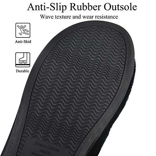DL Women's Open Toe Cross Band Slippers, Memory Foam Slip on Home Slippers for Women with Indoor Outdoor Arch Support Rubber Sole, Black, 5-6