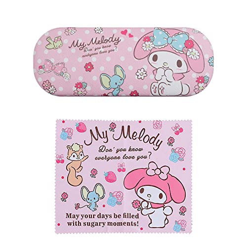 Pink Kitty Hard Shell Eyeglasses Cases Cartoon Protective Case with Glasses Cloth Storage Box Holder for Girl Teen-4