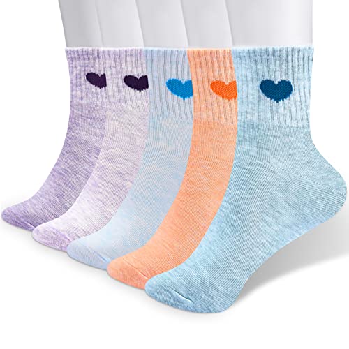 Corlap Women's Crew Socks Ankle High Cotton Fun Cute Athletic Running Socks Gifts For Women (5-Pairs With gifts Box)