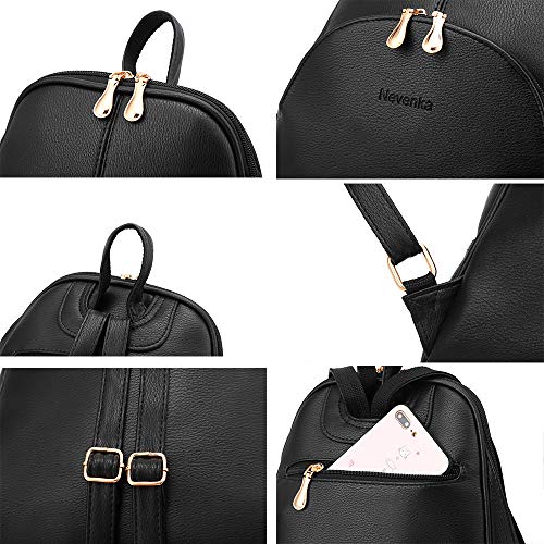 Nevenka Brand Women Bags Backpack Purse PU Leather Zipper Bags Casual Backpacks Shoulder Bags (Butterum)