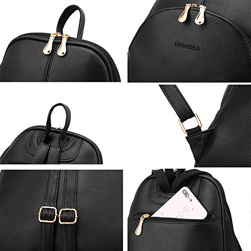 Nevenka Brand Women Bags Backpack Purse PU Leather Zipper Bags Casual Backpacks Shoulder Bags (Shaded Spruce)