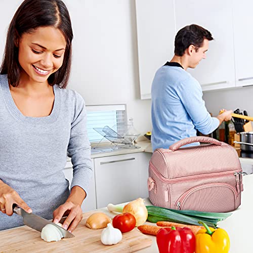 Bentgo Deluxe Lunch Bag - Durable and Insulated Lunch Tote with Zippered Outer Pocket, Internal Mesh Pocket, Padded and Adjustable Straps, & 2-Way Zippers - Fits All Bentgo Lunch Boxes (Blush)