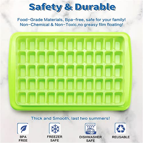 BPA Free Ice Cube Tray With Lid & Bin For Freezer With Cover, Container &  Tong | No Spill Stackable Ice Cube Trays With Easy Release | Large Ice Mold